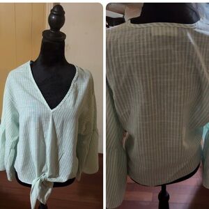 Mint Green Striped Women's Top